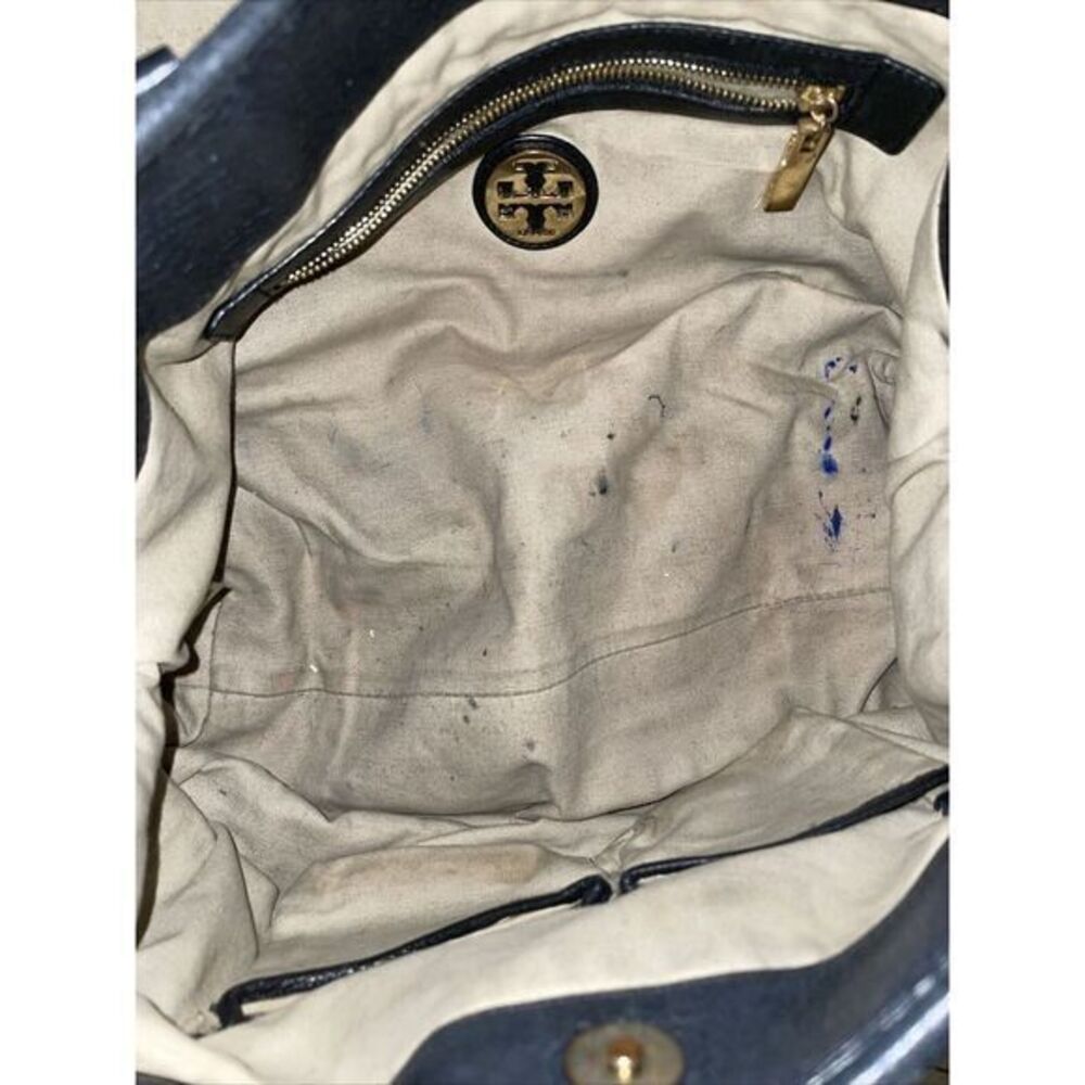 Tory Burch Amanda Hobo Black Pebbled‎ Leather Handbag Satchel Shoulder Messenger - Picture 6 of 14